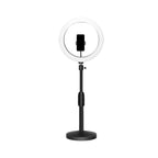 Koadclo | Minimalist Circular Makeup Lamp – USB LED Fill Light with Metal Phone Holder, Black