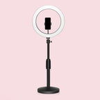 Koadclo | Minimalist Circular Makeup Lamp – USB LED Fill Light with Metal Phone Holder, Black