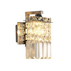 Koadclo | Rectangular Crystal Wall Sconce - Chrome with Crystal Rod Draping