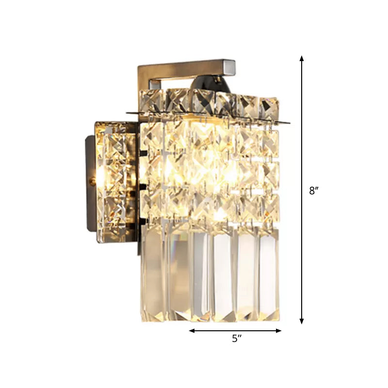 Koadclo | Rectangular Crystal Wall Sconce - Chrome with Crystal Rod Draping