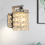 Koadclo | Rectangular Crystal Wall Sconce - Chrome with Crystal Rod Draping