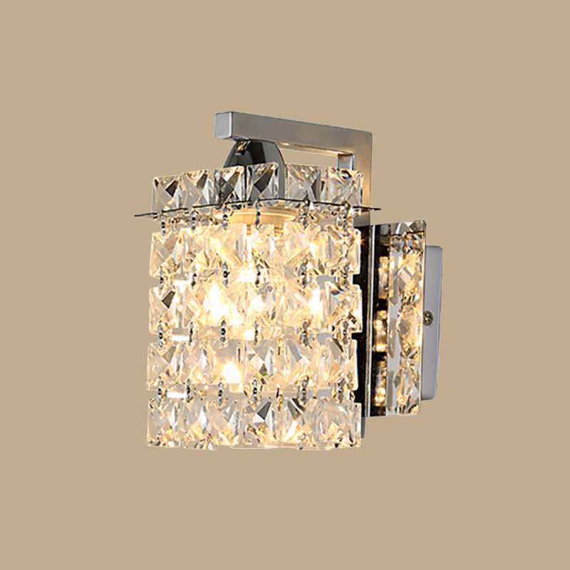 Koadclo | Rectangular Crystal Wall Sconce - Chrome with Crystal Rod Draping