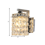 Koadclo | Rectangular Crystal Wall Sconce - Chrome with Crystal Rod Draping
