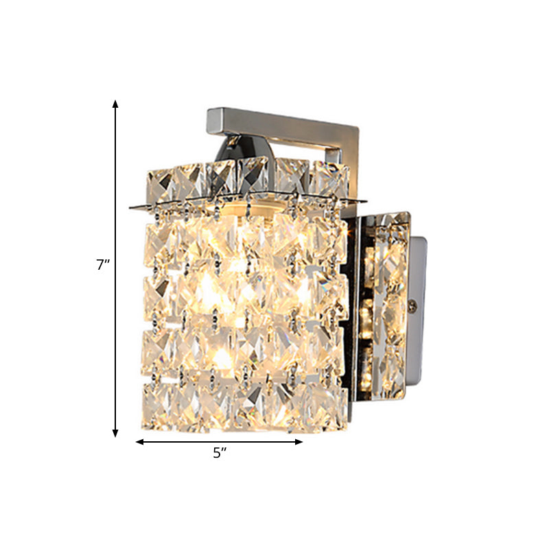Koadclo | Rectangular Crystal Wall Sconce - Chrome with Crystal Rod Draping