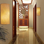 Koadclo | Half-Cylindrical Flush Mount Wall Lamp - Minimalist Bamboo Hallway Light in Beige