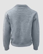 Single-Breasted Knit Cardigan with Floral Applique and Pearl Adornments