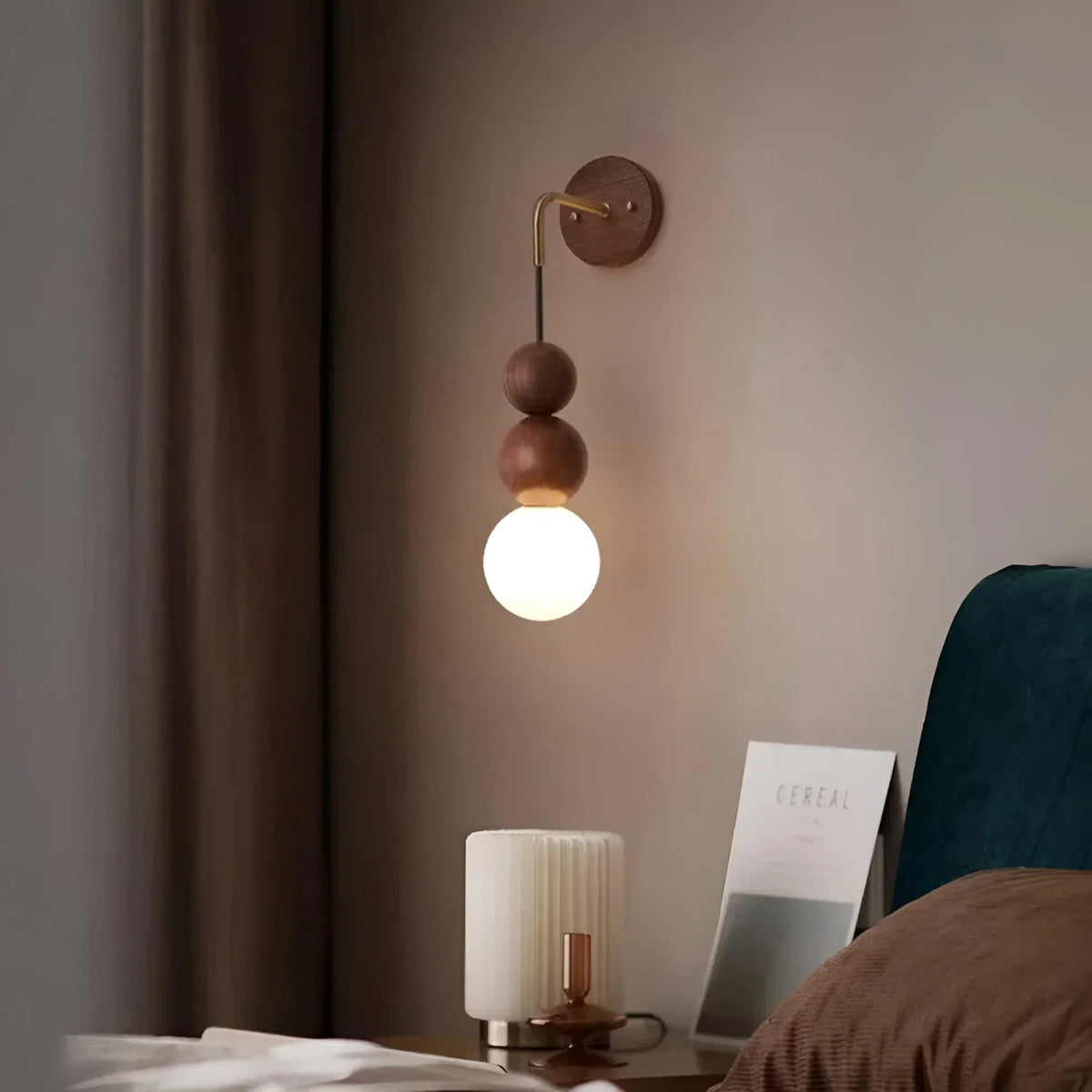 Koadclo | GlowHaven - Walnut & Brass Accent Wall Light
