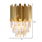 Koadclo | Stacked Wall Light – Modernist Brass Metal Lamp with Clear Crystal Block