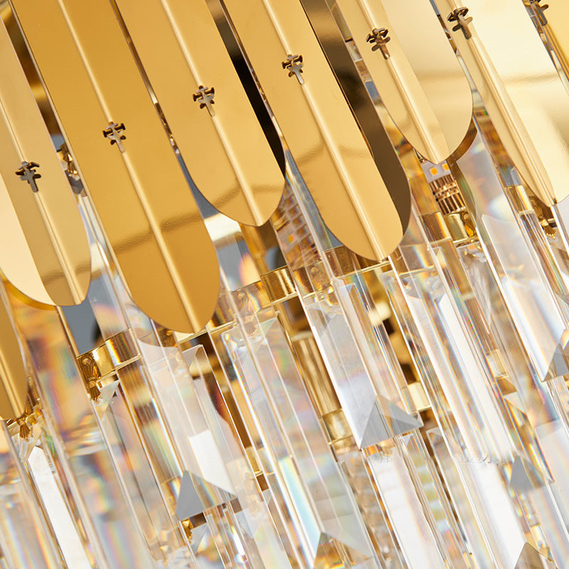 Koadclo | Stacked Wall Light – Modernist Brass Metal Lamp with Clear Crystal Block