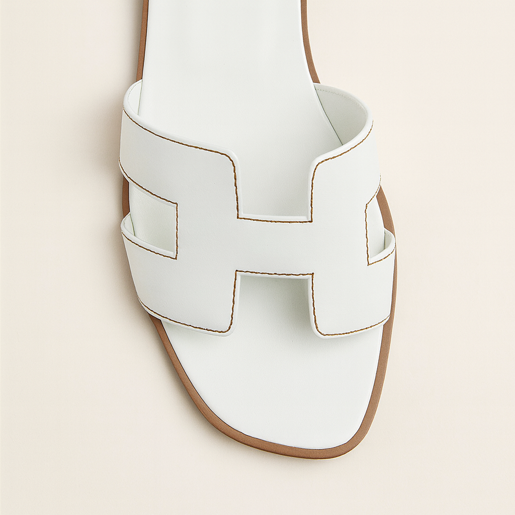 koadclo | Leather Flat Sandals with Cut Out Strap