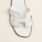 koadclo | Leather Flat Sandals with Cut Out Strap