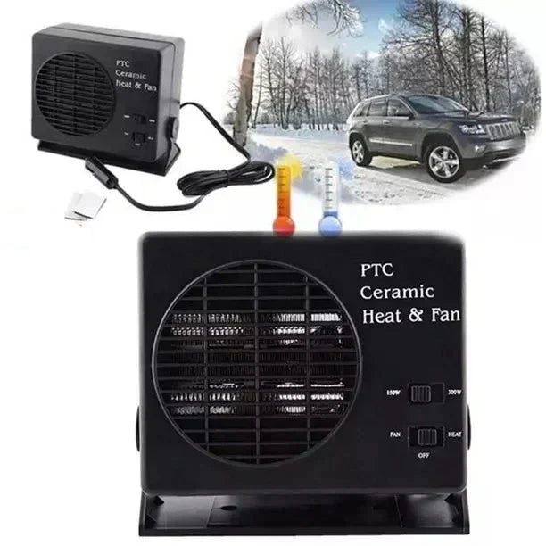 koadclo | 12V Ceramic Car Heater Fan | 150W-300W | Portable Defroster w/ Automatic Thermostat