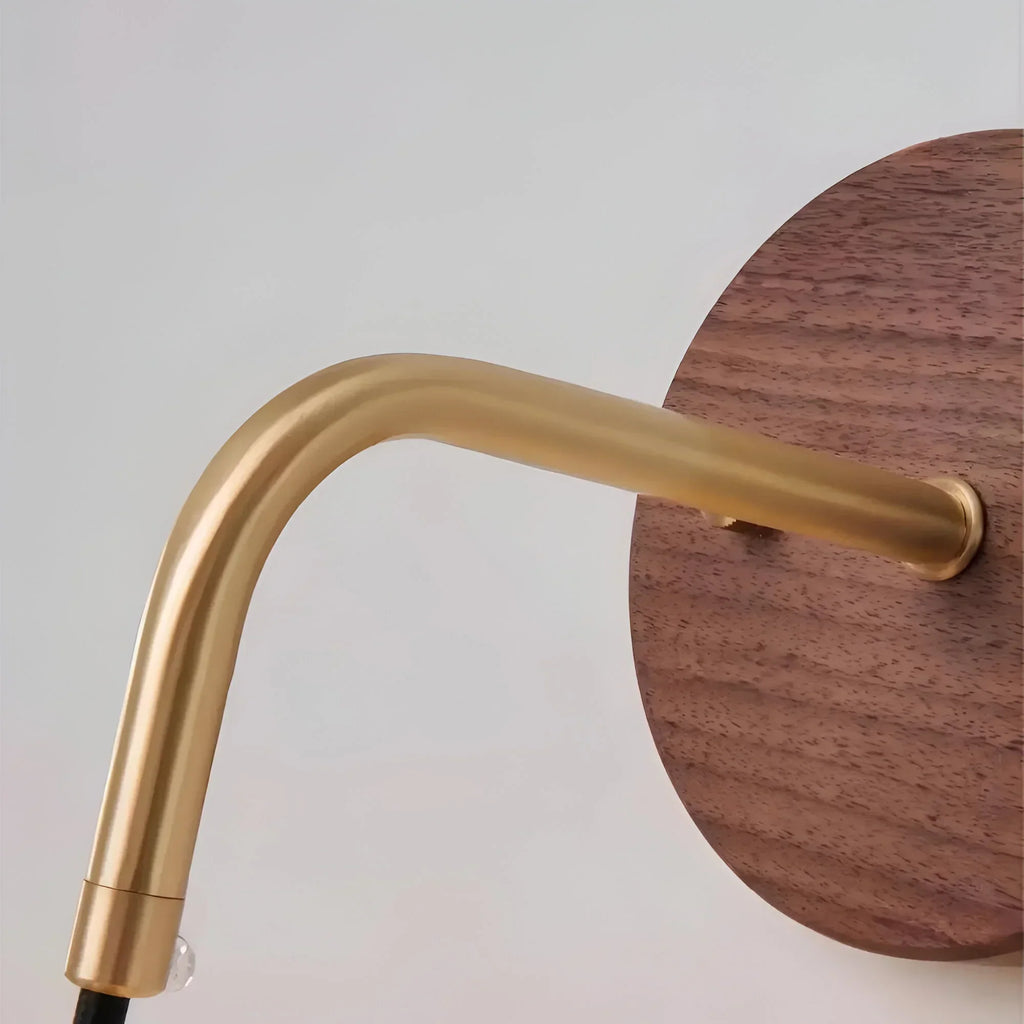 Koadclo | GlowHaven - Walnut & Brass Accent Wall Light