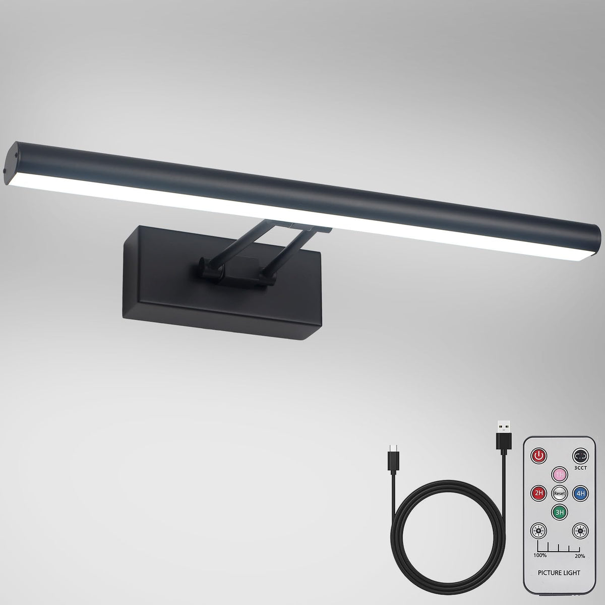 Koadclo | Picture Light – 13.5" Art Lighting, Battery Operated with Remote & 3CCT, Black