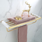 Koadclo | Polished Brass Bathroom Accessory Set - Marble Bathroom Hardware