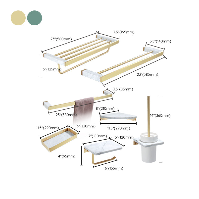 Koadclo | Polished Brass Bathroom Accessory Set - Marble Bathroom Hardware