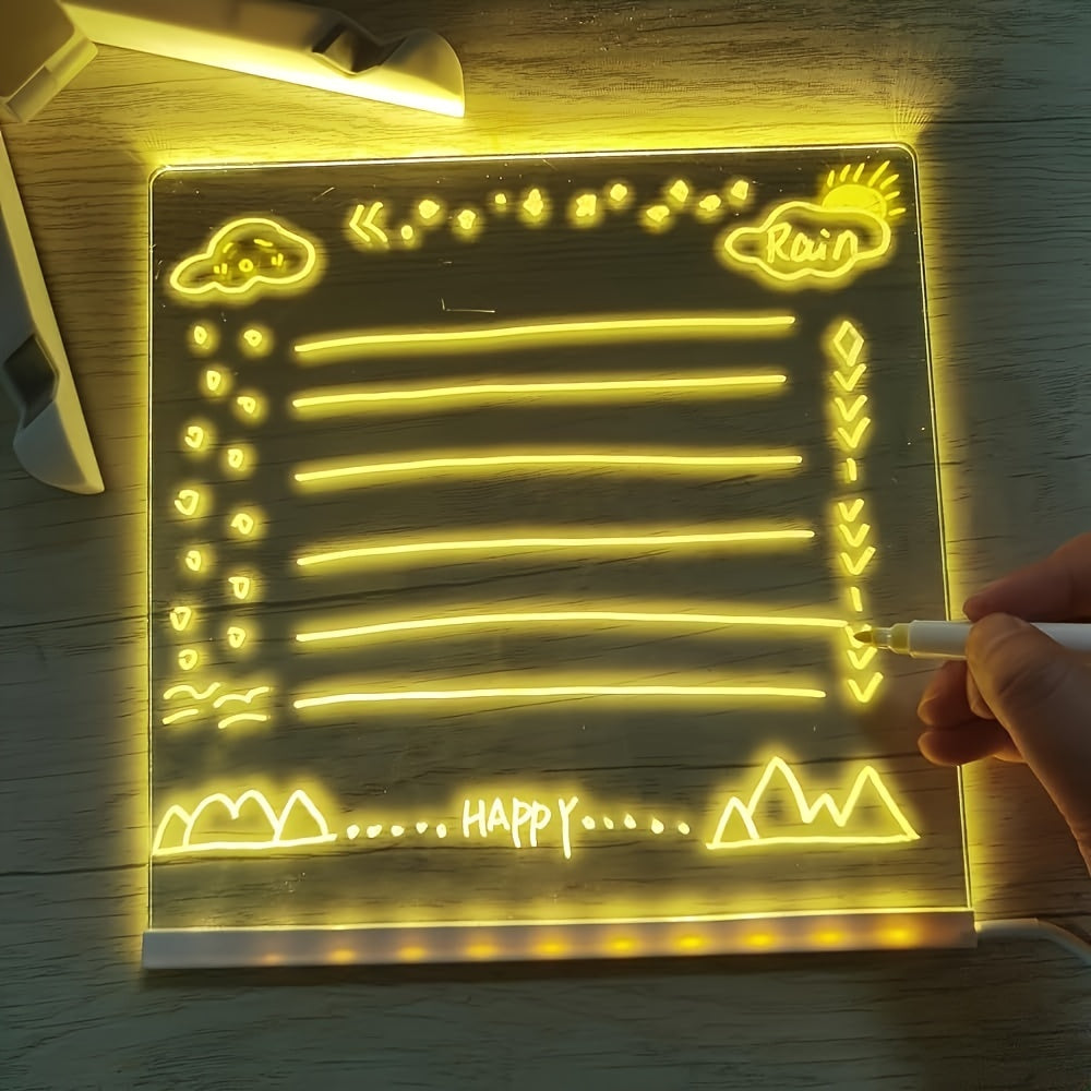 Koadclo | USB LED Noteboard with 12 Colored Pens - Bright Message Board for Office & Home