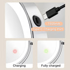 Koadclo | Rechargeable Wall-Mounted Shaving Mirror - 360° Rotation with LED Lighting