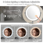 Koadclo | Rechargeable Wall-Mounted Shaving Mirror - 360° Rotation with LED Lighting