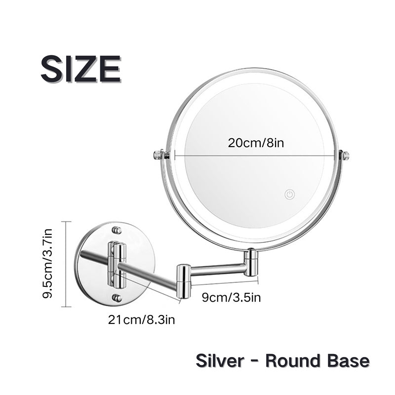 Koadclo | Rechargeable Wall-Mounted Shaving Mirror - 360° Rotation with LED Lighting
