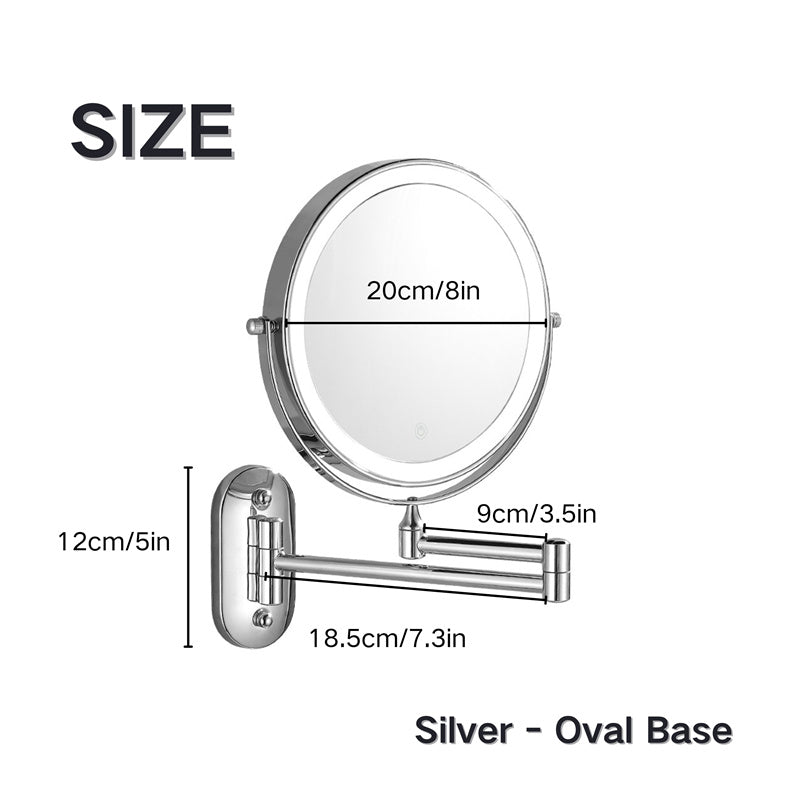 Koadclo | Rechargeable Wall-Mounted Shaving Mirror - 360° Rotation with LED Lighting
