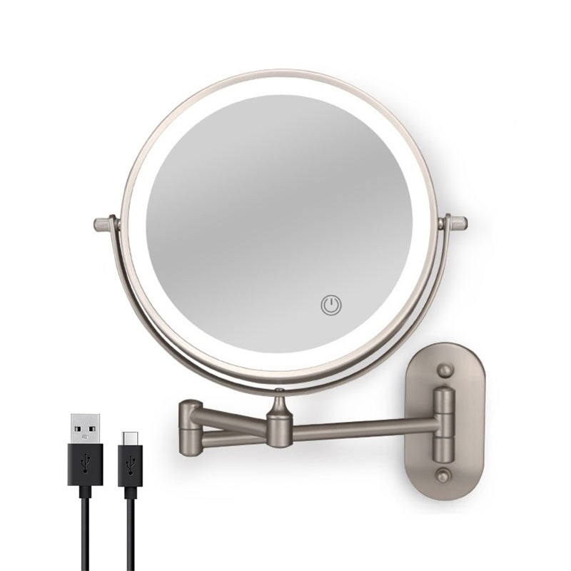 Koadclo | Rechargeable Wall-Mounted Shaving Mirror - 360° Rotation with LED Lighting