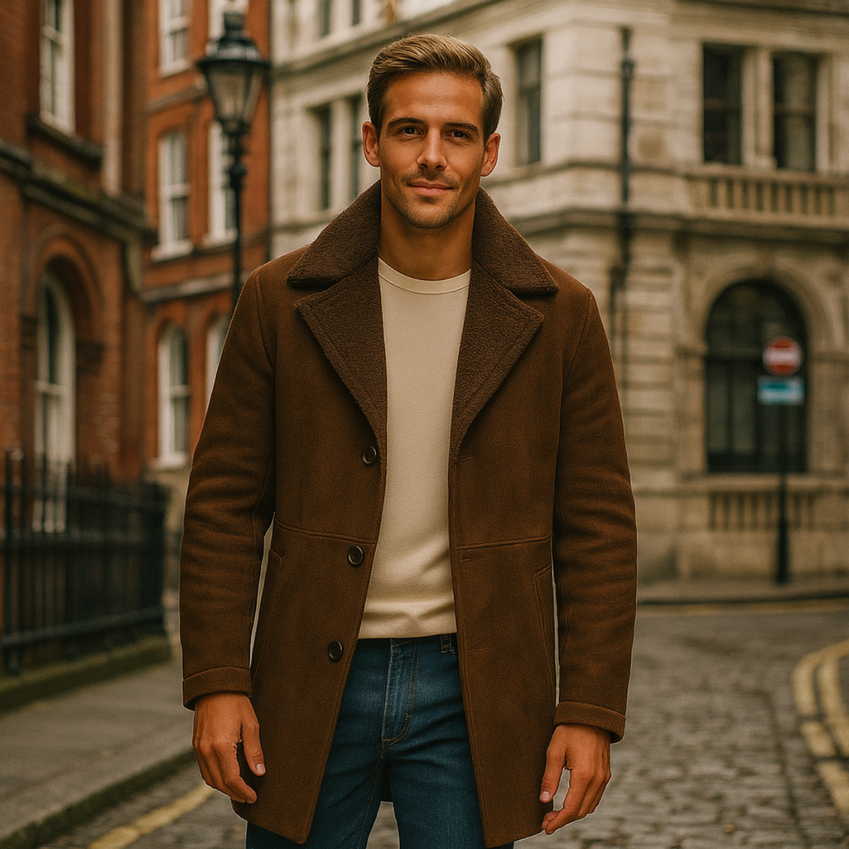 Aspeno | Men’s Shearling Winter Coat