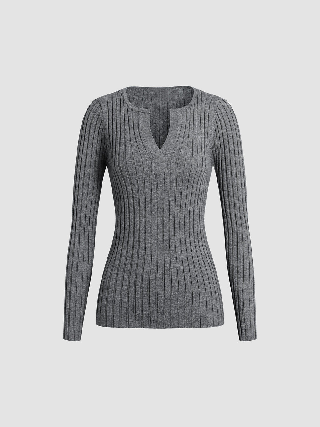 Solid Textured V-neck Knit Top for Women Casual Wear
