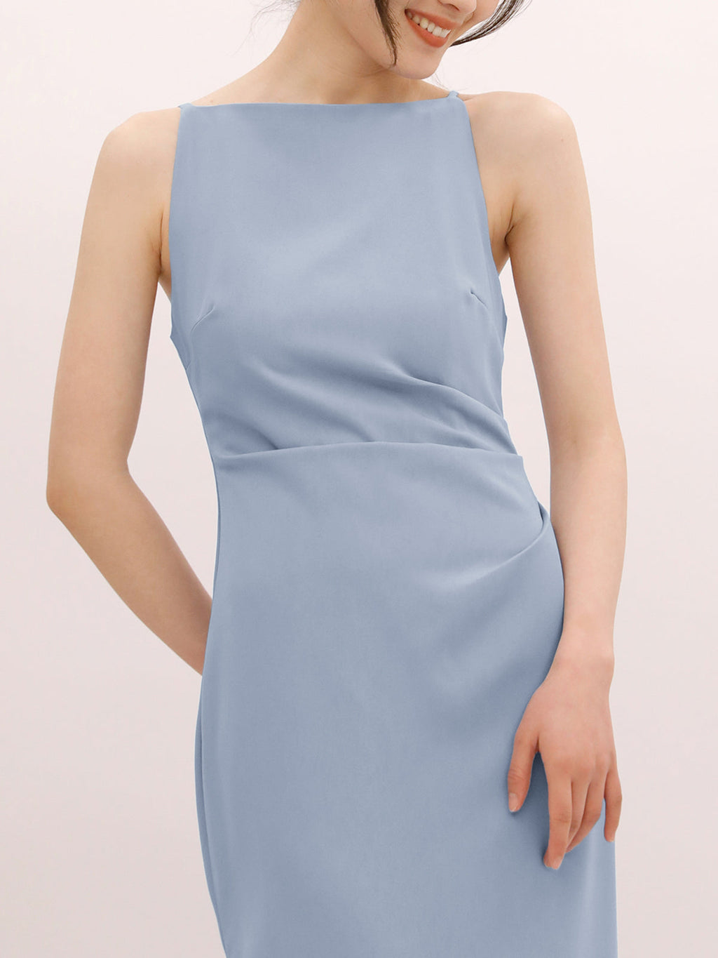 Silent Sea Boat Neck Midi Dress Elegant Lightweight Summer Wear