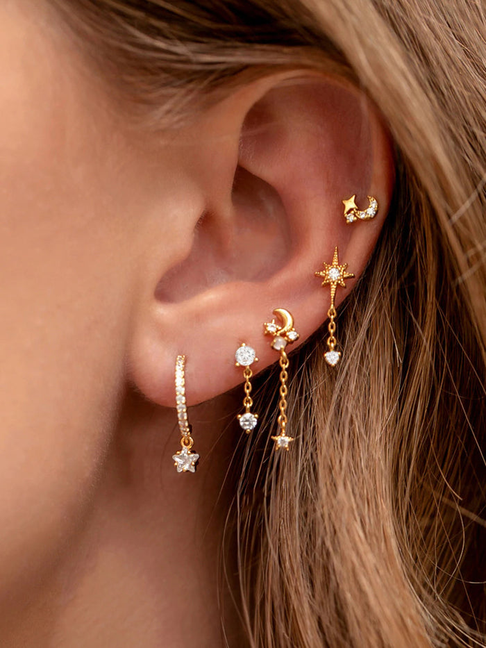 Stars and Moon Earrings-5 Pieces Trendy Celestial Jewelry Set