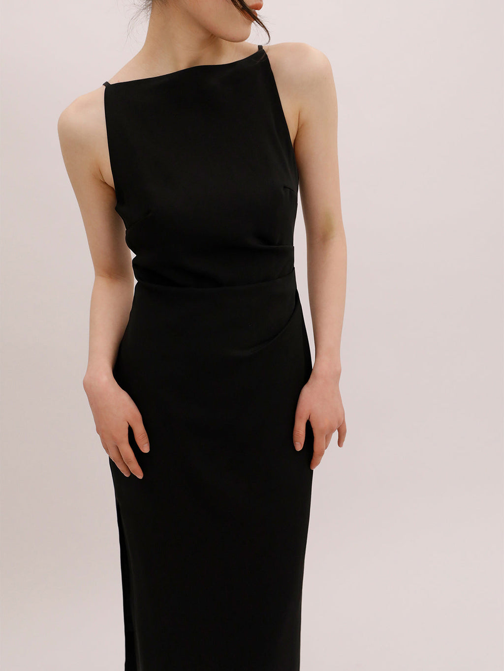 Silent Sea Boat Neck Midi Dress Elegant Lightweight Summer Wear