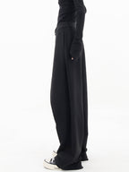 Asymmetrical Layer Button Wide Leg Dress Pants High Waist Office Wear