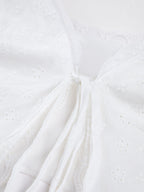 Fly Away Tie Front Eyelet Lace Trim Crop Top for Women, Summer Casual Fashion