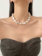 Pearl Effect Resin Necklace Handcrafted Unique Jewelry Piece