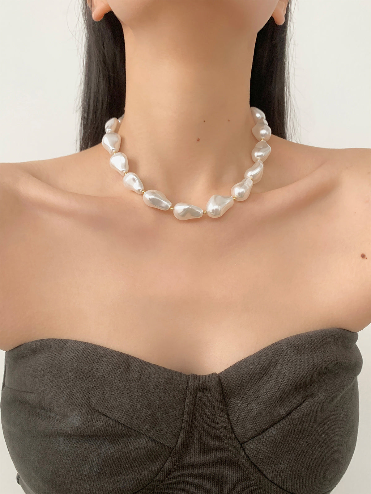 Pearl Effect Resin Necklace Handcrafted Unique Jewelry Piece