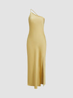Moonlight Open Back Satin Slit Long Dress for Elegant Evenings