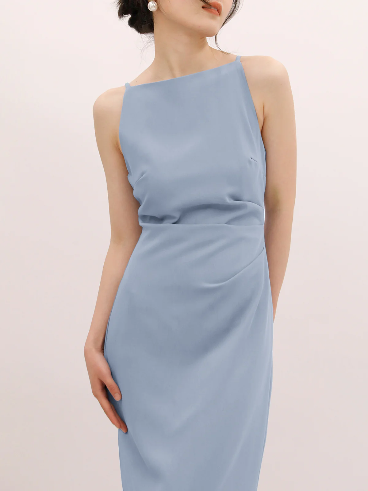 Silent Sea Boat Neck Midi Dress Elegant Lightweight Summer Wear