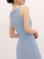 Silent Sea Boat Neck Midi Dress Elegant Lightweight Summer Wear