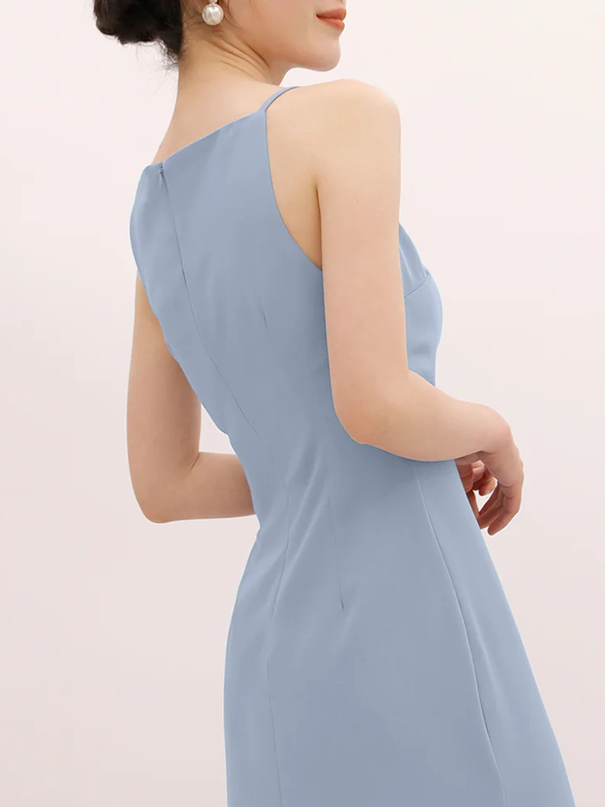 Silent Sea Boat Neck Midi Dress Elegant Lightweight Summer Wear