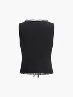 Fly Away Tied Lace Trim Linen Tank Top for Women Summer Casual