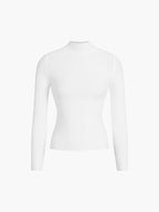 Mock Neck Rib Long Sleeve Knit Top Cozy Pullover Essential