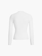 Mock Neck Rib Long Sleeve Knit Top Cozy Pullover Essential