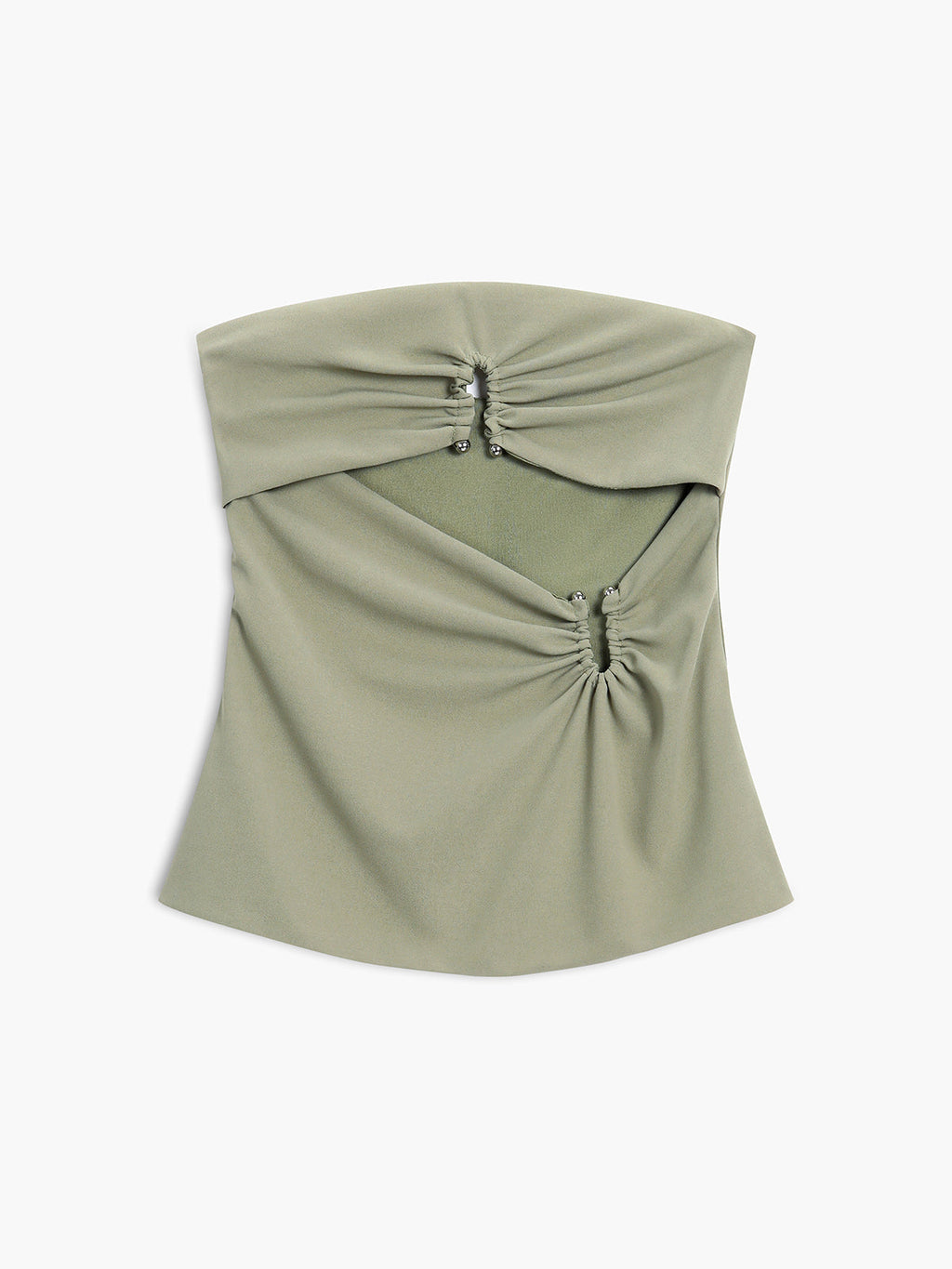 U-Ring Cutout Zippered Tube Top Women's Fashion Crop Top