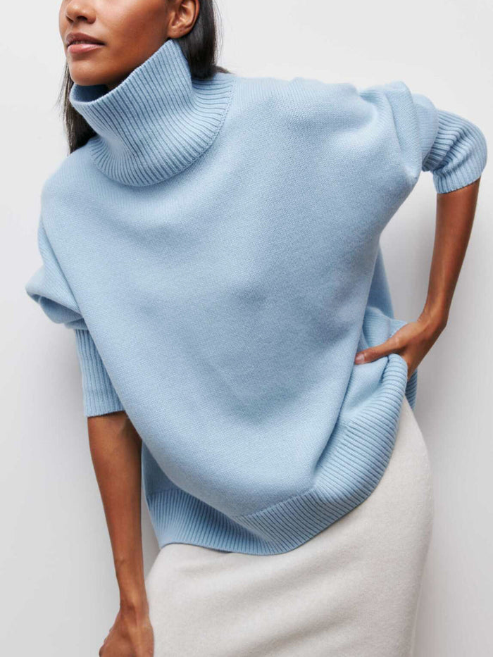 Cloudless Sky Turtleneck Oversized Sweater Comfortable Loose Fit Knitwear
