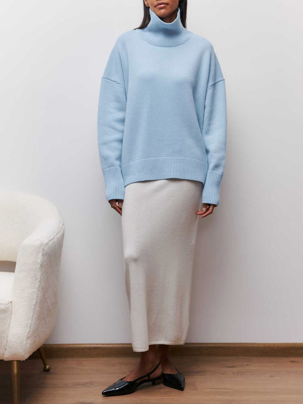 Cloudless Sky Turtleneck Oversized Sweater Comfortable Loose Fit Knitwear