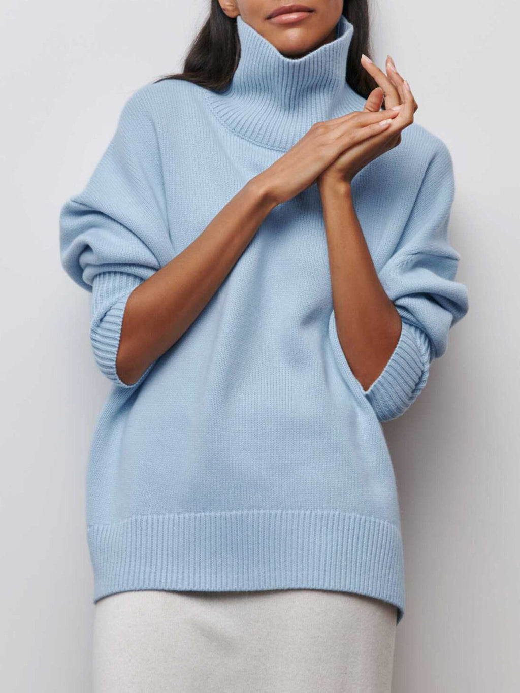 Cloudless Sky Turtleneck Oversized Sweater Comfortable Loose Fit Knitwear