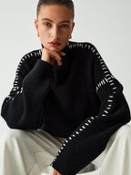 Shift The Focus Oversized Mock Neck Sweater - Comfortable Cozy Winter Apparel