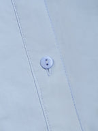 Baby Blue Open Collar Double Layer Crop Shirt for Women, Casual Summer Style