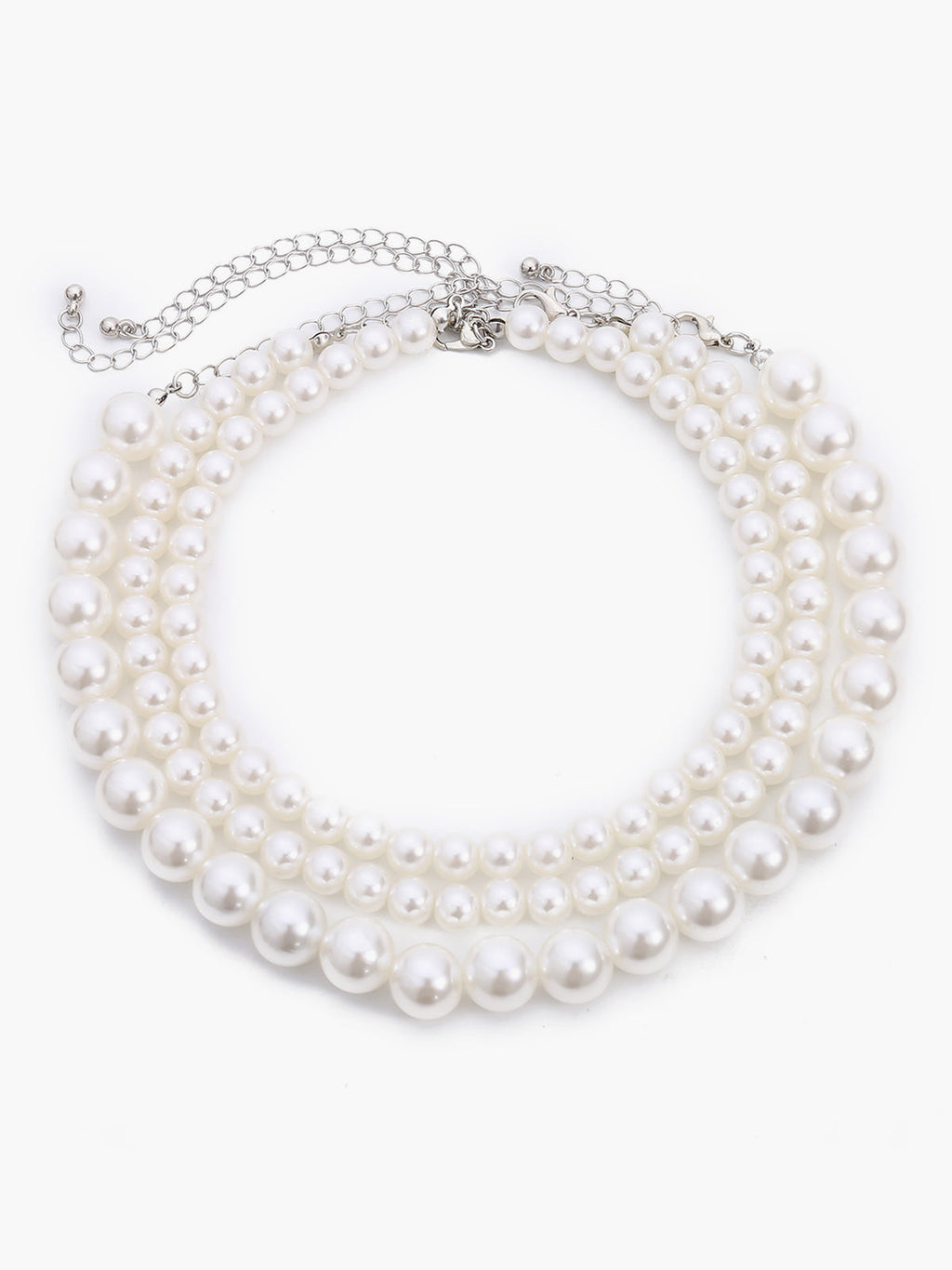 Treble Layers Pearl Necklace Elegant Timeless Design