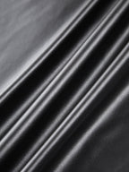 Faux Leather Ruched Slit Midi Skirt Women's Trendy Fashion
